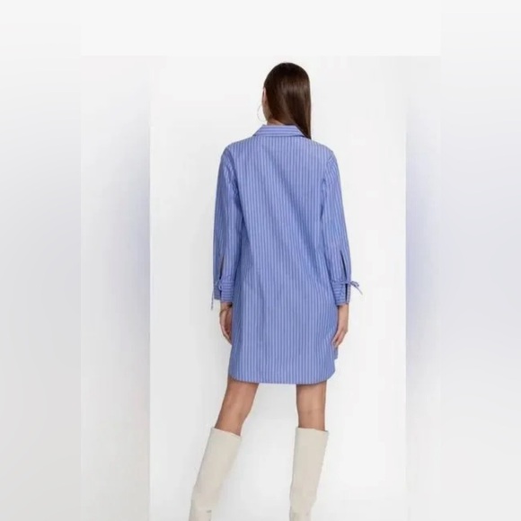 Johnny Was Camellia Embroidered Blue Striped Casual Tunic Dress Size M - Picture 4 of 12